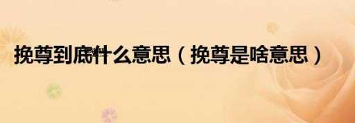 挽尊是什么意思(是该挽尊的时候吗)