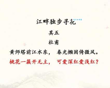 解读杜甫名篇:江畔独步寻花中的精彩对偶句赏析