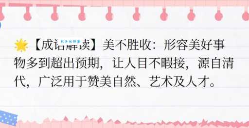 美不胜收中胜的意思是什么？详解成语“美不胜收”
