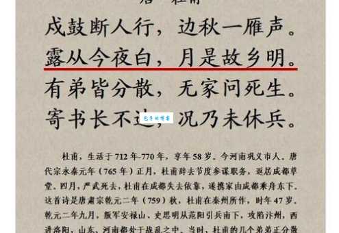 “露从今夜白，月是故乡明”完整诗句是什么？详解杜甫月夜忆舍弟