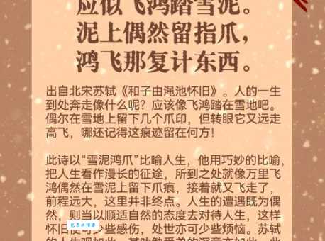 雪泥鸿爪意思是什么?简单解释及例句分享