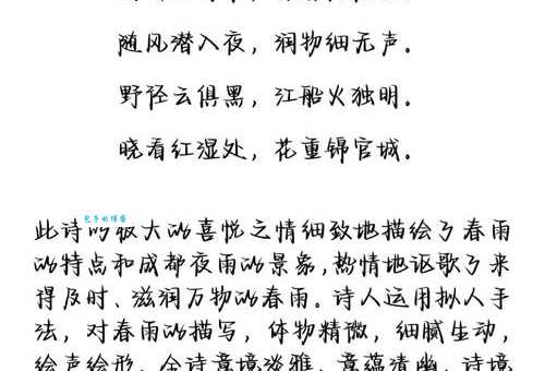 春夜喜雨中随风潜入夜的下一句很多人记错了