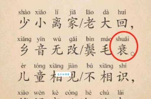 乡音无改鬓毛衰的衰指衰老吗 古诗衰字用法详解