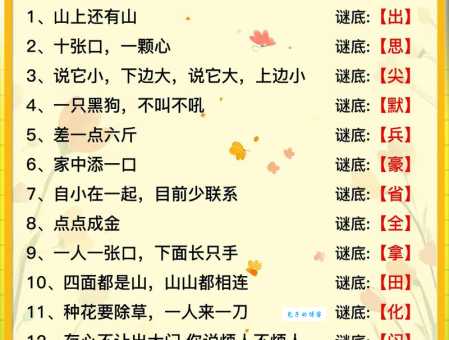 三面墙一面空小孩子坐当中打一字谜，你能猜对吗