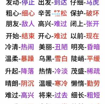 偏僻的反义词大全：收录了最全最常用的反义词！