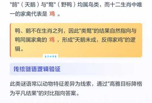 刻鹄不成尚类鹜指什么生肖？详解谜底与生肖解析